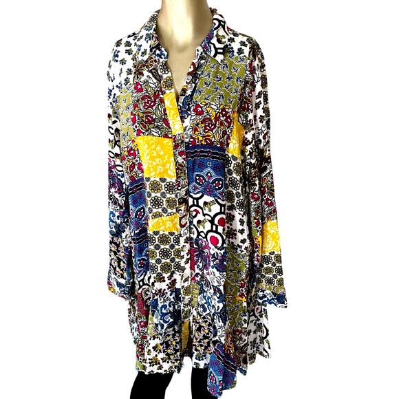 For The Republic Tunic Top Blouse Women Size 1X Art Classic Colorful BOHO - Picture 1 of 7